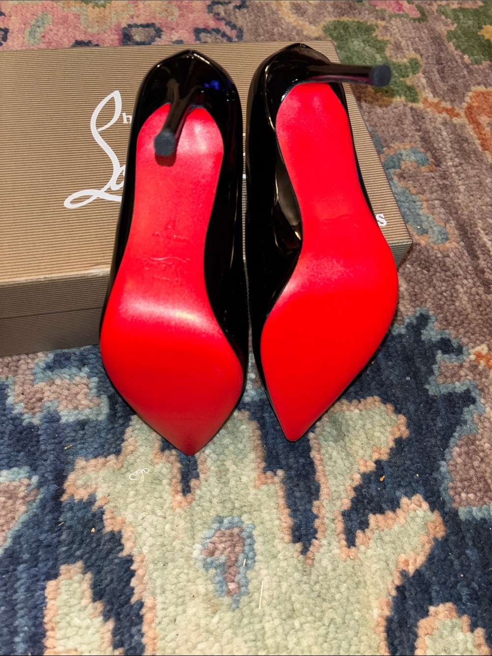 Christian Louboutin Black Patent Pointed Toe Stiletto Pumps - Picture 5 of 6